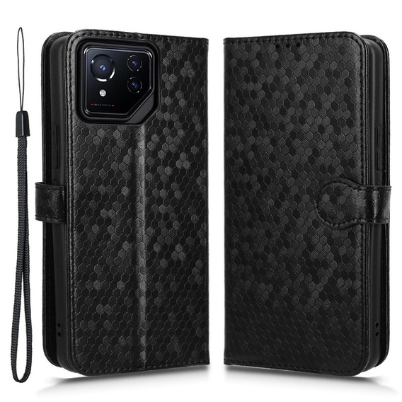 Flipové puzdro pre ASUS ROG Phone 8 Pro, Wallet Rhombus, čierne