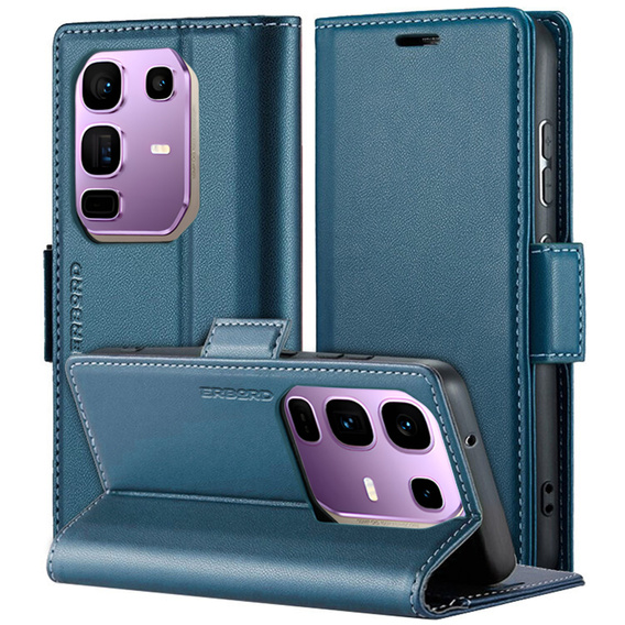 Puzdro pre Infinix Note 50 Pro, ERBORD Glossy Litchi, flipová peňaženka, modré