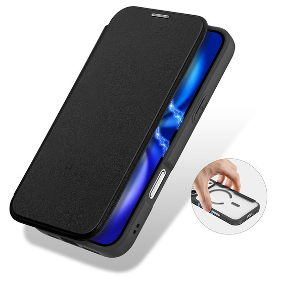 Puzdro Dux Ducis pre iPhone 17 Pro Max, Skin X Pro, s chlopňou, pre MagSafe, čierne
