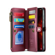 Puzdro CASEME pre Samsung Galaxy S24 FE, RFID Leather Wallet, s popruhom cez rameno, červené