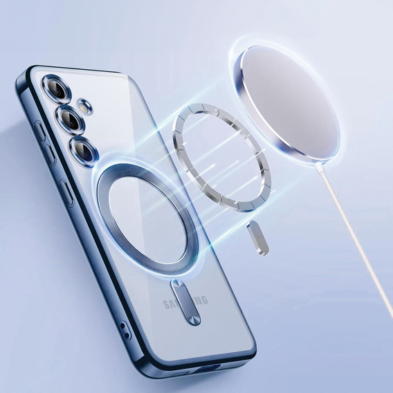 Puzdro pre Samsung Galaxy S25, Electro MagSafe, tmavomodré + sklo na displej