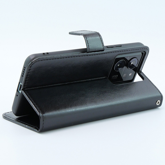 Klapkové puzdro pre Xiaomi 13T / 13T Pro, Crazy Horse Wallet, čierne
