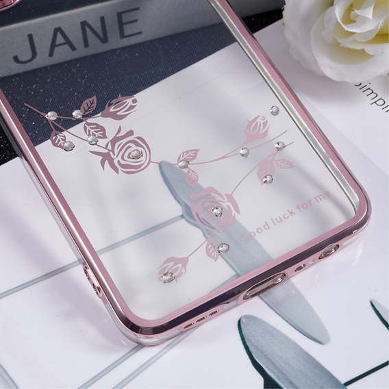 Puzdro pre Oppo Reno8 T 4G, Glitter Flower, ružové rose gold