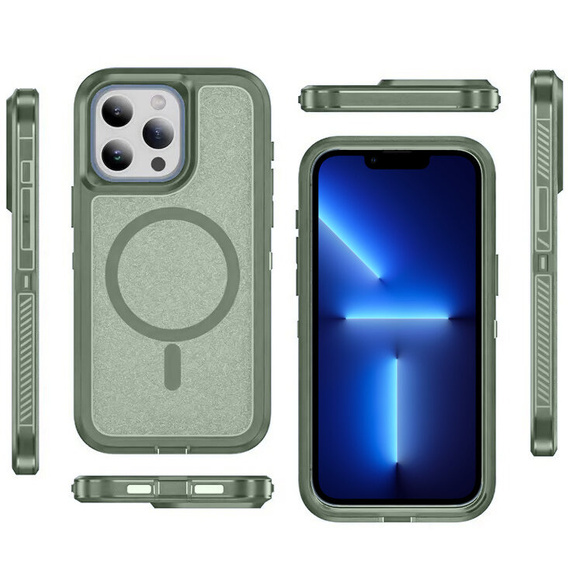 Puzdro s rámom pre iPhone 13 Pro Max, pre MagSafe, zelený