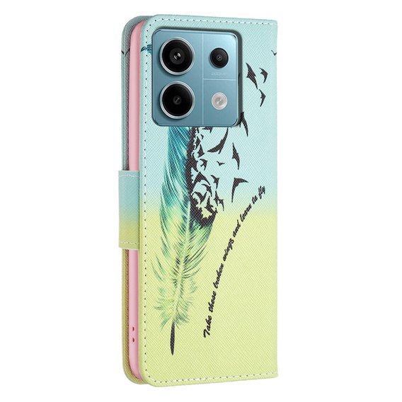 Klapkové puzdro pre Xiaomi Redmi Note 13 Pro 5G, Wallet, Feather modré / žlté