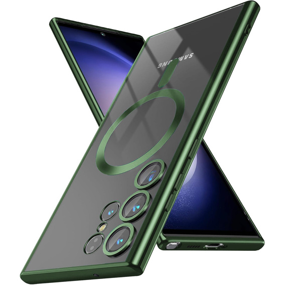 Puzdro pre Samsung Galaxy S24 Ultra, Electro MagSafe, zelený+ Plné lepidlo keramické sklo