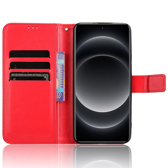 Klapkové puzdro pre Xiaomi 14 Ultra, Crazy Horse Wallet, červené