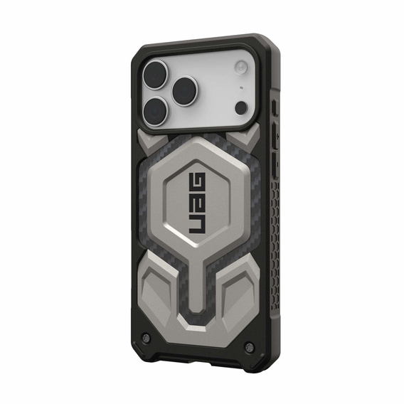 Puzdro Urban Armor Gear pre iPhone 17 Pro Max, Monarch Pro Kevlar MagSafe, titánové