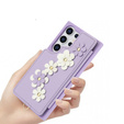 Puzdro pre Samsung Galaxy S25 Ultra, Leather Flower Card Slot, fialové