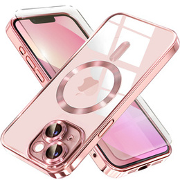 Puzdro pre iPhone 13, Electro MagSafe, ružové + sklo na displej