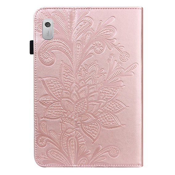 Puzdro s chlopňou pre Lenovo Tab M9, flower, ružové rose gold