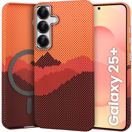 Puzdro pre Samsung Galaxy S25+ Plus, Carbon Fiber MagSafe, oranžové