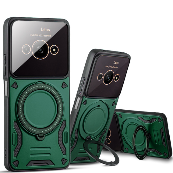 Pancierované puzdro pre Xiaomi Redmi A3, Magnetic Ring, zelený