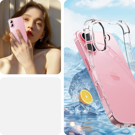 Puzdro pre iPhone 16 Plus, Erbord Dropproof, priehľadné + sklo