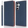 Klapkové puzdro pre Samsung Galaxy S25+ Plus, Litchi Skin Grain, tmavomodré