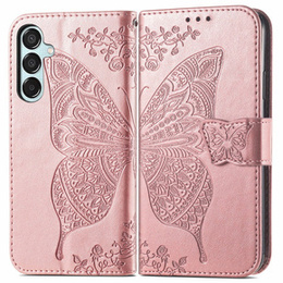 Klapkové puzdro pre Samsung Galaxy M35, Butterfly, ružové rose gold