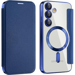 Klapkové puzdro pre Samsung Galaxy S25 FE, RFID Wallet MagSafe CamShield, tmavomodré