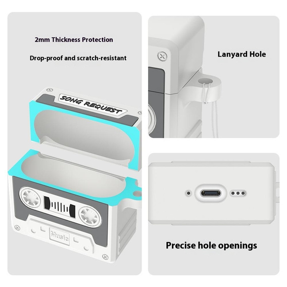 Retro silikónové kazetové puzdro pre Apple AirPods Pro 3