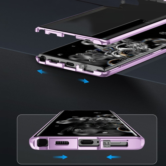 Magnetické puzdro Dual Glass MagSafe pre Samsung Galaxy S24+ Plus, fialové
