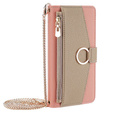 Flipové puzdro pre Samsung Galaxy A56 5G, Wallet Zipper Pocket, so zrkadlom, ružové