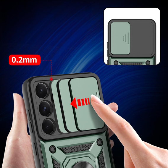 Pancierované puzdro pre Samsung Galaxy A26, CamShield Slide, zelený + tvrdené sklo 9H
