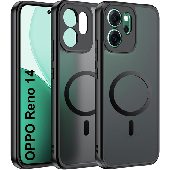Matné puzdro pre Oppo Reno 14, pre MagSafe, priesvitné čierne