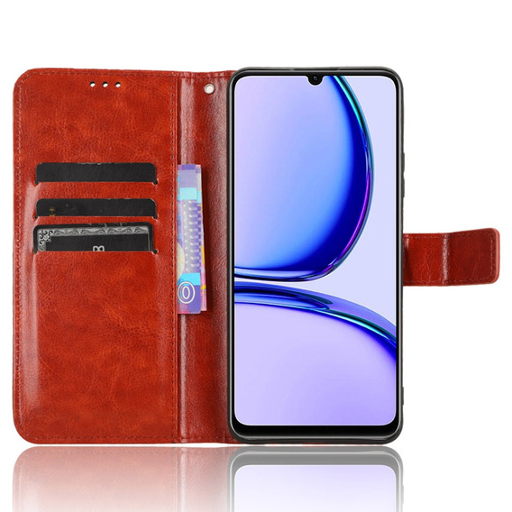 Klapkové puzdro pre Realme Note 50, Crazy Horse Wallet, hnedé