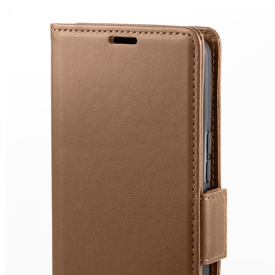 Puzdro pre Oppo A18 4G / A38 4G, ERBORD Glossy Litchi, flipová peňaženka, hnedé