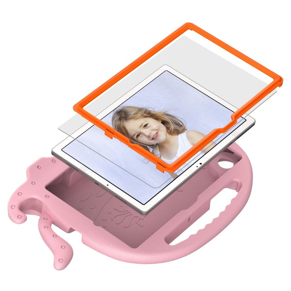 Detské puzdro pre Samsung Galaxy Tab A8 10.5, s rukoväťou, chobotnica, ružové