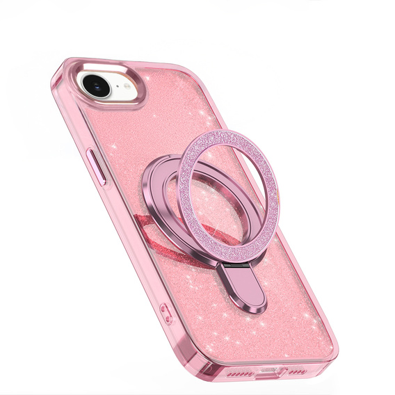 Puzdro iPhone 16e, Glittery Magnetic Kickstand, ružové