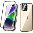 Puzdro pre iPhone 14, Magnetic Dual Glass, zlaté