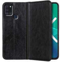 Obal na mobil pre Samsung Galaxy A21S, Wallet Litchi Leather, čierne