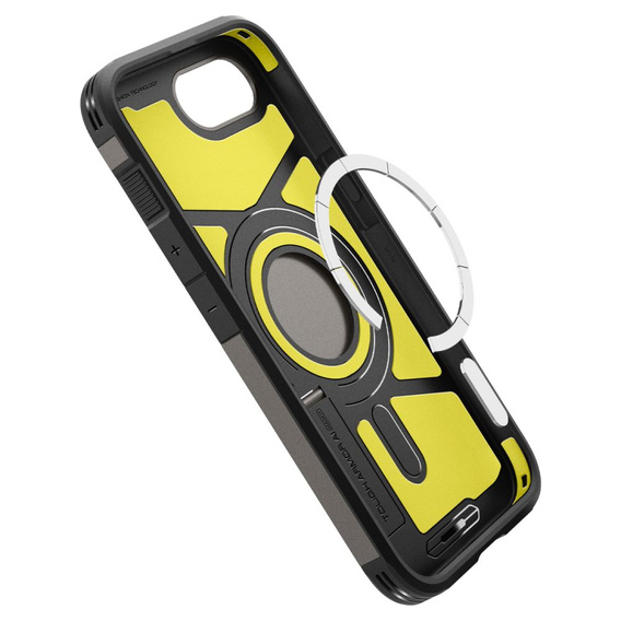 Puzdro Spigen pre iPhone 16E, Tough Armor Mag MagSafe, sivé + tvrdené sklo 9H 