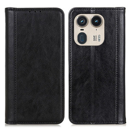 Flipové puzdro pre Motorola Edge 50 Ultra, Split Leather, čierne
