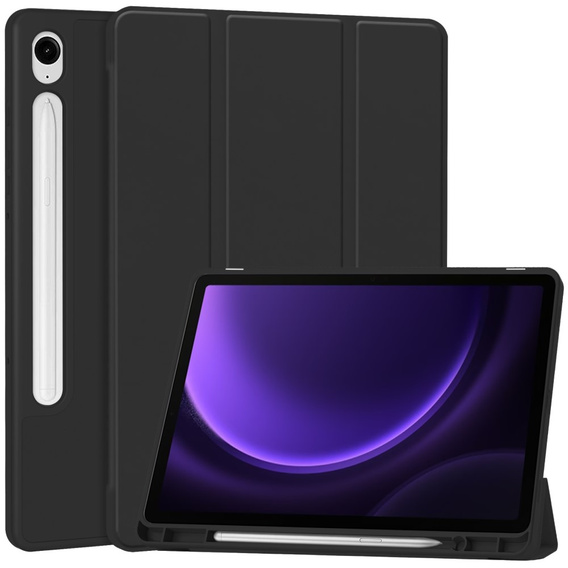 Puzdro pre Samsung Galaxy Tab S10 Lite / S10 FE / S9 FE, Smartcase s priestorom pre stylus, čierne