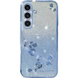 Puzdro pre Samsung Galaxy S23 FE, Glitter Flower, modré