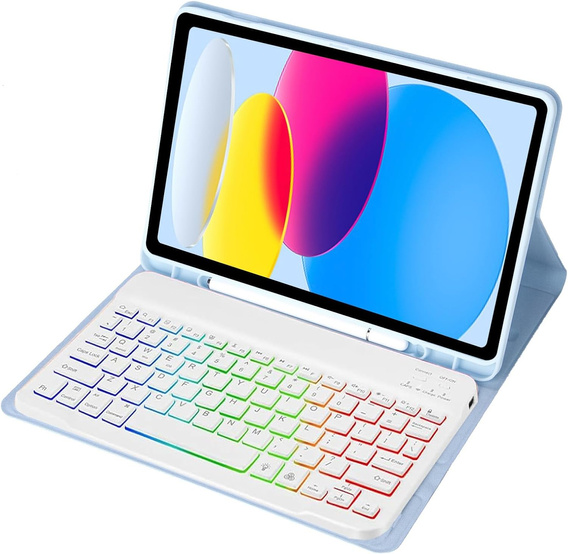 Puzdro s podsvietenou bluetooth klávesnicou pre iPad 10.9 2022 (10 gen.), modré