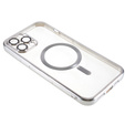 Puzdro pre iPhone 12 Pro, Electro MagSafe, strieborné + sklo na displej