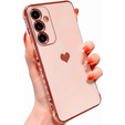 Puzdro pre Samsung Galaxy S23 FE, Electro heart, ružové rose gold + Full Glue Ceramic Glass
