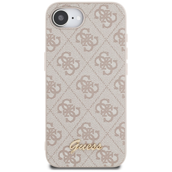 GUESS Obal na mobil pre iPhone 16E, 4G Metal Gold Logo, ružové