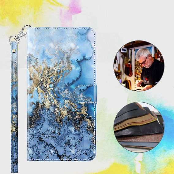 Klapkové puzdro pre Oppo A17, Wallet, Marble modré