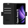 Puzdro pre Oppo Reno 13, ERBORD Glossy Litchi, flipová peňaženka, čierne