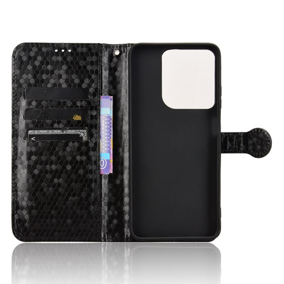 Flipové puzdro pre Motorola Moto G86 Power 5G, Wallet Rhombus, čierne