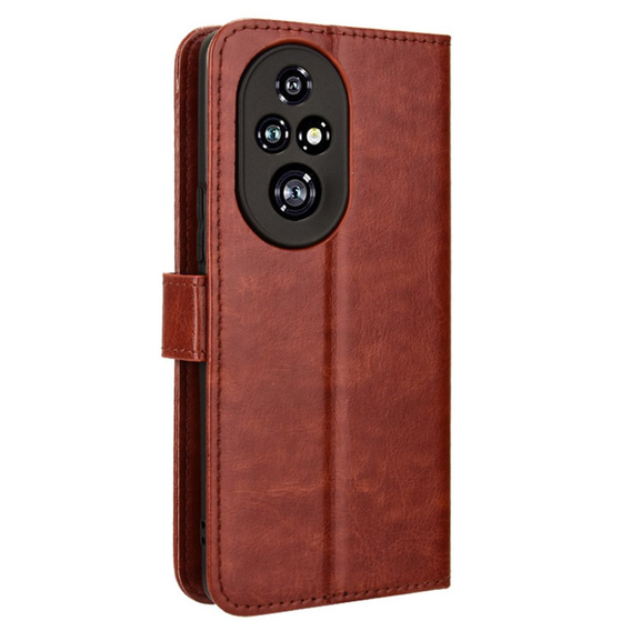 Klapkové puzdro pre Honor 200 Pro 5G, Crazy Horse Wallet, hnedé