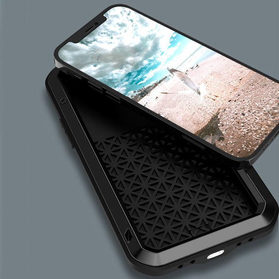 Love Mei Obal na mobil pre iPhone 12 Pro, armored with glass, čierne