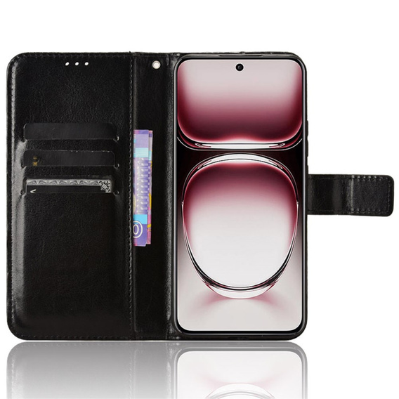 Klapkové puzdro pre Oppo Reno 12 Pro, Crazy Horse Wallet, čierne