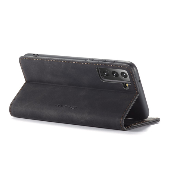 CASEME puzdro pre Samsung Galaxy S21 FE, Leather Wallet Case, čierne