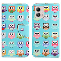 Klapkové puzdro pre Motorola Moto G73 5G, Wallet, owls, modré