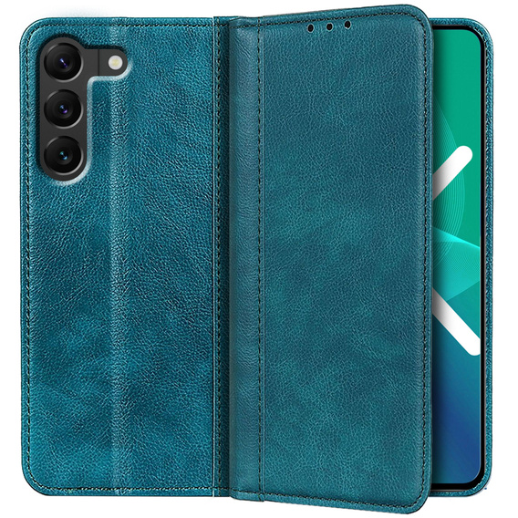 Obal na mobil pre Samsung Galaxy S22+ Plus 5G, Wallet Litchi Leather, zelený