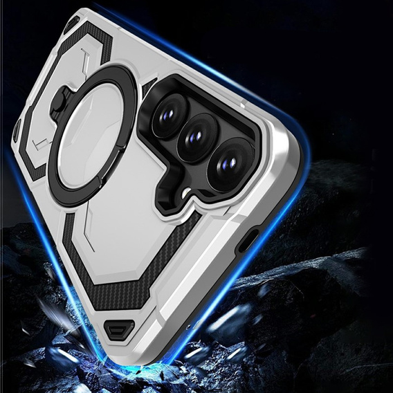 Magnetické puzdro s podstavcom pre Samsung Galaxy A57 5G, strieborné